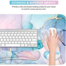 Large Mouse Pad Desk Dad, 4-In-1 Keyboard Wrist Rest Pad & Wrist Support Mouse Pad Set, Extended Desk Pad Waterproof Desk Home Office Study Game-Blue Marble - đá cẩm thạch hồng - Xem 11