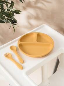 3PCS Personalized Customization Name Pattern Baby Food Storage Portable Fork Spoon Print On Demand Silicone Baby Dishes Custom Suction Dining Plate,Chic Autumn,Kids,Customized Kids Tableware - Multicolor - View 13