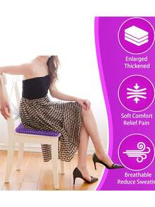 1Pc/2Pcs/Set Comfort, Breathable Gel Seat Cushion With Non-Slip Cover,Thick And Breathable Honeycomb Design Pressure Absorbing Pad,Double Thick Office Chair Seat Cushion Chair Cushion, Seat Cushions For Office Chairs,Suitable For Office Chairs, Home, Cars, And Wheelchairs,Honeycomb Design Breathable Material - Multicolor - View 3