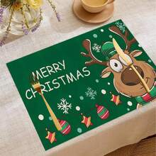 4/6 piezas de manteles individuales con temática navideña, hechos de colores vibrantes y patrones de animales, manteles individuales resistentes al calor y antideslizantes para reuniones en el hogar, comidas en interiores, cocina, fiestas, campamentos, decoración de mesa festiva