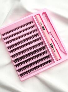 200pcs/200pcs*2 DIY Eyelash Extension Kit, Individual Lash Clusters, D-Curl, 8-16mm Mixed Lash Clusters, Includes Lash Glue, Sealant And Eyelash Extension Tools, Convenient For Self-Application At Home. Eyelash Cluster Set, Eyelashes, False Eyelashes - Black - View 5