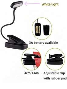 1个LED台灯，桌面阅读灯，亮度可调，防滑夹，适用于书桌、床头柜、办公室、卧室，设计紧凑时尚，防滑底座，夹式灯，学生灯，夜间阅读灯，LED灯，夜灯，灯罩，照明，火焰，照明，台灯，床头灯 - 黑色 - 查看 12