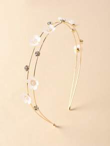 1 buc. bandă de păr cu cristale dublu strat pentru fete, accesoriu de păr cu margini subțiri și florale dulci, agrafă de păr la modă din aliaj, potrivită pentru uz zilnic și de sărbători - Bandă de păr cu strasuri în strat dublu - Vizualizare 7