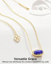 AICase - Collar con colgante de corazón chapado en oro de 18 quilates para mujer, joyería de longitud ajustable, regalo de aniversario de cumpleaños para mujeres, madre, hermana, amigas, ella, esposa - Azul - Ver 3