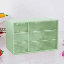 1 Mini cajón, 9 cajones transparentes, dispositivo de almacenamiento de caja de herramientas para maestros, pequeño escritorio de plástico para el aula y la oficina, dispositivo de almacenamiento de escritorio de maestros, 7 pulgadas * 3. - Multicolor - Ver 9