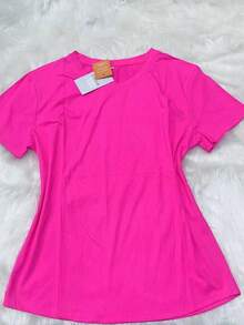 CAMISETA MALHA GELADA GOLA REDONDA POLIAMIDA FITNESS ESPORTIVA - Rosa chiclete - Visão 1