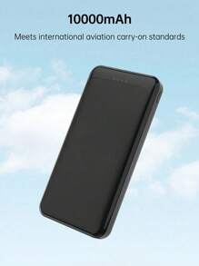 1pc 10000mAh Power Bank With 2 USB Ports, Compact Black Portable Charger With Indicator Lights, Not Fast Charging, Suitable For Graduation Gifts, Singles Party Favors, Bridesmaid Gifts, Father's Day Gifts, Bridal Shower Favors, Wedding Guest Gifts, Birthday Party Decor And Wedding Supplies - Black - View 4