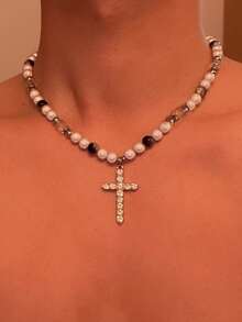 1pc High-End European And American Style Faux Pearl Choker Necklace For Men And Women With A Cold Heavy Sense Of Design And Thorn Insert - Multicolor - View 8