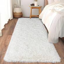 Soft Fluffy Shag Throw Area Rug, 2x4 Black, Non-Slip Bedroom, Hallways, Bedside, Dorm, Living Room - Long Shaggy Rug - 奶油 - 查看 1