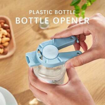 Ergonomic Bottle Opener For Elderly & Arthritis Hands - Easy-Grip Plastic Opener With Blue Handle, Serrated Edges & Lever Mechanism, No Power Needed For Jars, Bottles & Kitchen Use, Bottle Openers For Elderly Or Weak Hands, Jar Opening Tool, Easygrip Handle, Durable Kitchen Tool