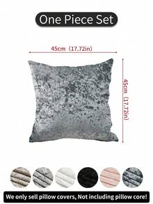 1pc Solid Color Velvet Pillow Cover, Minimalist Plain Dirt-Resistant Removable Washable Decorative Throw Pillow Case For Bedroom, Living Room, Sofa (Pillow Insert Not Included), Champagne, Black - Dark Grey - View 14
