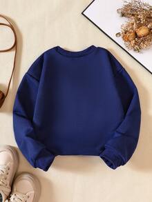 1 Stück lässiges, weites Sweatshirt mit Herz Muster für Kleine Mädchen, rundhalsausschnitt, langärmlig, geeignet für modische Kleidung im Herbst und Winter