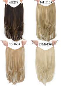 合成长直发接发 22 英寸夹式接发 V 形耐热假发 女士女孩天然接发 圣诞节热卖 - 彩色 - 查看 6