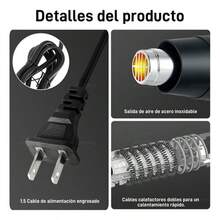 Pistola Eléctrica Calor Temperatura Ajustable 2000w Boquilla - Tipo de Enchufe A USA (110-127V) - Ver 7
