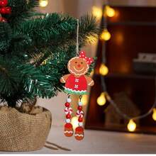 Conjunto de 2 enfeites de Natal para árvore: bonecos de gengibre de madeira em formato de boneco e boneca, decoração festiva para pendurar com miçangas, ideal para árvores de Natal, casa, festas, decoração aconchegante e charmosa para o lar, decoração de Natal, decoração de inverno.