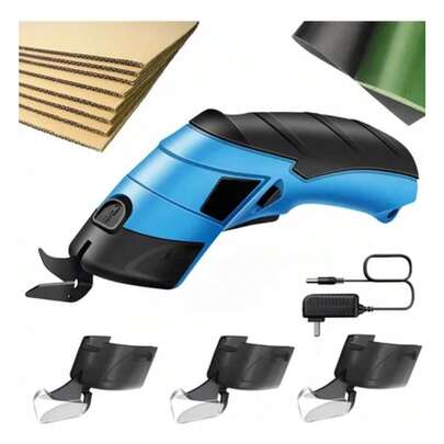 Tijeras Eléctricas Cortadora eléctrica inalámbrica de cartón y tela,fácil de transportar y flexible para operar Tijeras de Poder para Coser, Scrapbooking, Manualidades con 3pcs Cuchilla