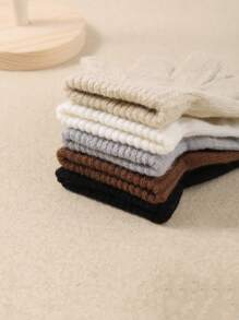 5双装幼儿五指冬季保暖手套，儿童加厚防寒针织手套