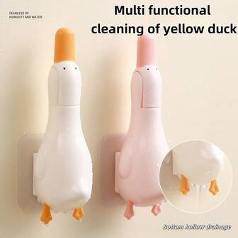 1 pieza Herramienta de limpieza 2 en 1, Clip para eliminar el cabello, Clip para el cabello con forma de pato lindo, Removedor de obstrucciones de desagüe, Clip para cocina y baño