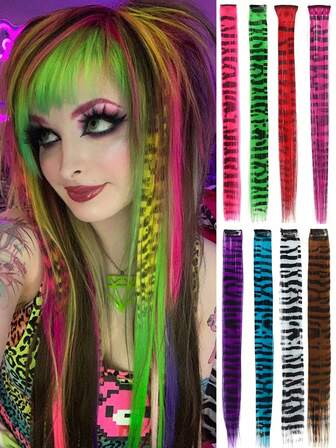 Synthetische Feder Haarverlängerung, bunte Fake Hair Clip In Haarteile für Frauen, Y2K Stil für verschiedene Anlässe wie Musikfestivals, Partys, Cosplay, Feiertage und alle Jahreszeiten