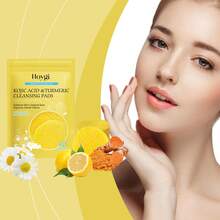 Hoygi 40 Pieces Turmeric Kojic Acid Cleansing Pads Gently Exfoliates Removal Cleanses Pores Removes Makeup Deeply Cleanses Skin Whitens Lightens Spots Maintains Facial Care - Màu vàng - Xem 4