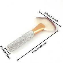 1支奢华化妆刷，镶嵌水钻，多功能化妆刷，便携式化妆刷，高端梳妆台面部刷，日常及旅行化妆配件