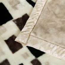 Cozy Reversible Plaid Thermal Blanket - Soft Knit Fabric, All-Season Use For Bedroom, Office, Or Camping, Machine Washable, Mixed Colors (Black, White, Brown), Office Nap Blanket | Cozy Bedroom Decor | Soundwave Technology Embossed Texture - Brown Gray - View 5