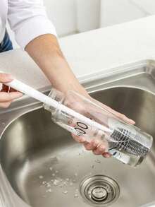 1 Stück grauer Langstielbürste ohne toten Winkel für Wassergläser, Teekrüge, Tassen, Wandbrecher, Dekontaminationsbürsten, Mehrzweck-Langstielsilikon-Bürste für Tassen und Flaschen, Mehrzweck-Haushaltsreinigungsbürste - Verschiedenfarbig - Übersicht 1