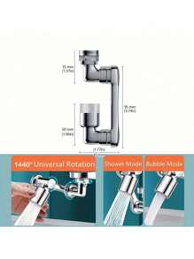1pc 1440 ° Universal Rotary Faucet, Washbasin Mechanical Arm Faucet Extender, Anti Splash Faucet, Made Of High-Quality ABS Material, Suitable For Use In Bathrooms, Kitchens, And Toilets - Silver - View 11