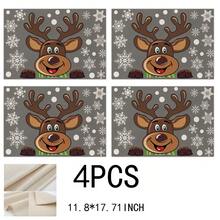 4/6 piezas de manteles individuales con temática navideña, hechos de colores vibrantes y patrones de animales, manteles individuales resistentes al calor y antideslizantes para reuniones en el hogar, comidas en interiores, cocina, fiestas, campamentos, decoración de mesa festiva