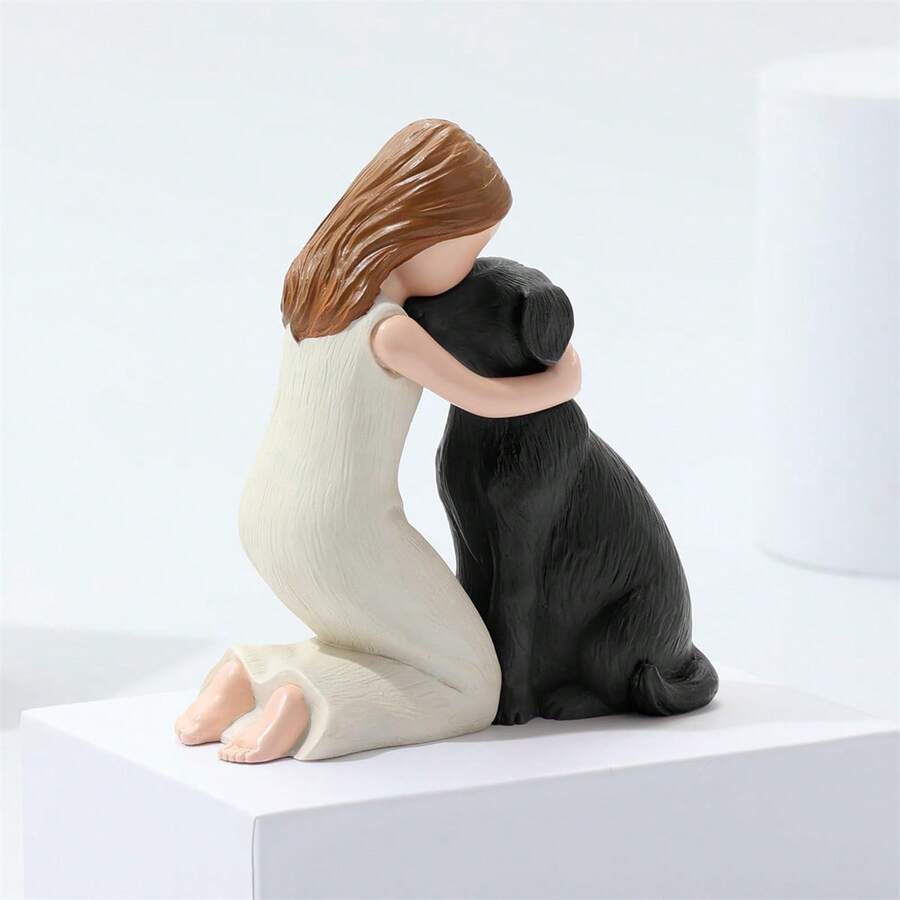 Add A Touch Of  To Your Home With Our Angel And Dog Sculpture Figurines - Available In Black Or Yellow, Size M