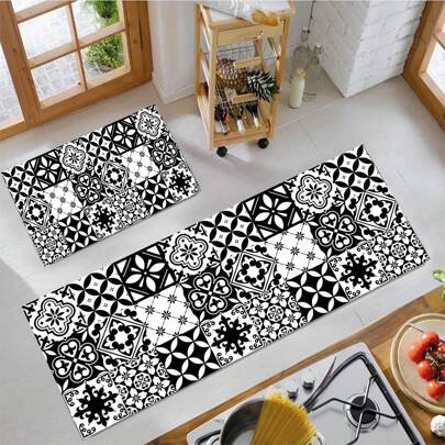 1/2 pièces Set de tapis de cuisine pour la maison au quotidien - Décoration de cuisine style bohème, convient pour les éviers, les chambres à coucher, les salons et les restaurants. Ameublement de maison