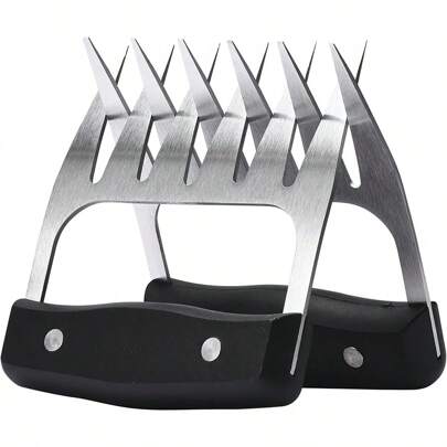 Metal Meat Claws - 1x4x4-Inch Bear Shredder Puller Tool For Shredding Pulled Pork,  Chicken,  Turkey,  Beef - Non-Slip Grip Barbecue,  Grilling Accessories For Kitchen Or BBQ Party - Black