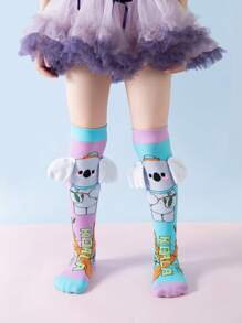 1 Pair Kids Socks, Cute Girls Socks, & Stretchy Mid-Calf Novelty Socks