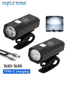 Cycle Zone 5/3 LED Bike Light With 3 Lighting Modes, Rechargeable Cycling Light, Lightweight And Portable Bicycle Front Headlight - Multicolor - View 2