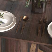 HOMCOM Folding Dining Table, Drop Leaf Table For Small Spaces, Oval Tabletop For Dining Room, Chocolate Wood Effect - Brown - View 9