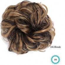 4 Icnh 凌乱发髻发片卷发大发髻发圈浅棕色混合自然金色合成凌乱发髻发片适合女性女孩 - 彩色 - 查看 31