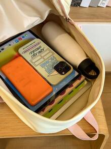 Zaino da donna alla moda, semplice e versatile, zaino bicolore, adatto per il ritorno a scuola, stile college di nicchia, fiocco nastro casual, zaino da viaggio leggero e piccolo