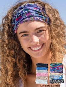 1 Peça Faixa de Cabelo Feminina Sweatband, Faixa de Cabeça Versátil e Fashion Feminina em Cores Sólidas e Estampa Floral Tie-Dye, Adequada para Penteados, Lavagem de Rosto, Proteção Solar, Cobertura do Pescoço, Elástica e Respirável, Ideal para Esportes ao Ar Livre, Corrida, Fitness, Yoga, Acessórios de Moda Casual para Cabelo