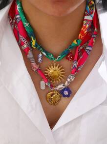 1件波西米亚风优雅奢华铜质不对称心形印花项链,适合女性、姐妹、情侣佩戴,可作为珠宝礼物,也适合日常约会、派对、节日、圣诞节、度假等场合。 - 項鍊 - 查看 9