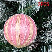 2 pezzi/set di palline decorative natalizie rosa di 4 pollici (diametro 10 cm), palline natalizie rosa perlato con pezzi scintillanti, palline decorative dipinte a mano in modo creativo, decorazioni natalizie, feste natalizie, feste di compleanno, decorazioni per matrimoni, perfetti come accessori fotografici per creare l'atmosfera giusta