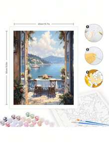 Paint By Number For Adults Beginner, DIY Gift Canvas Painting Kits, Lakeside Room Oil Painting Kit, DIY Paint Adult Crafts For Gift Home Wall 16x20inch