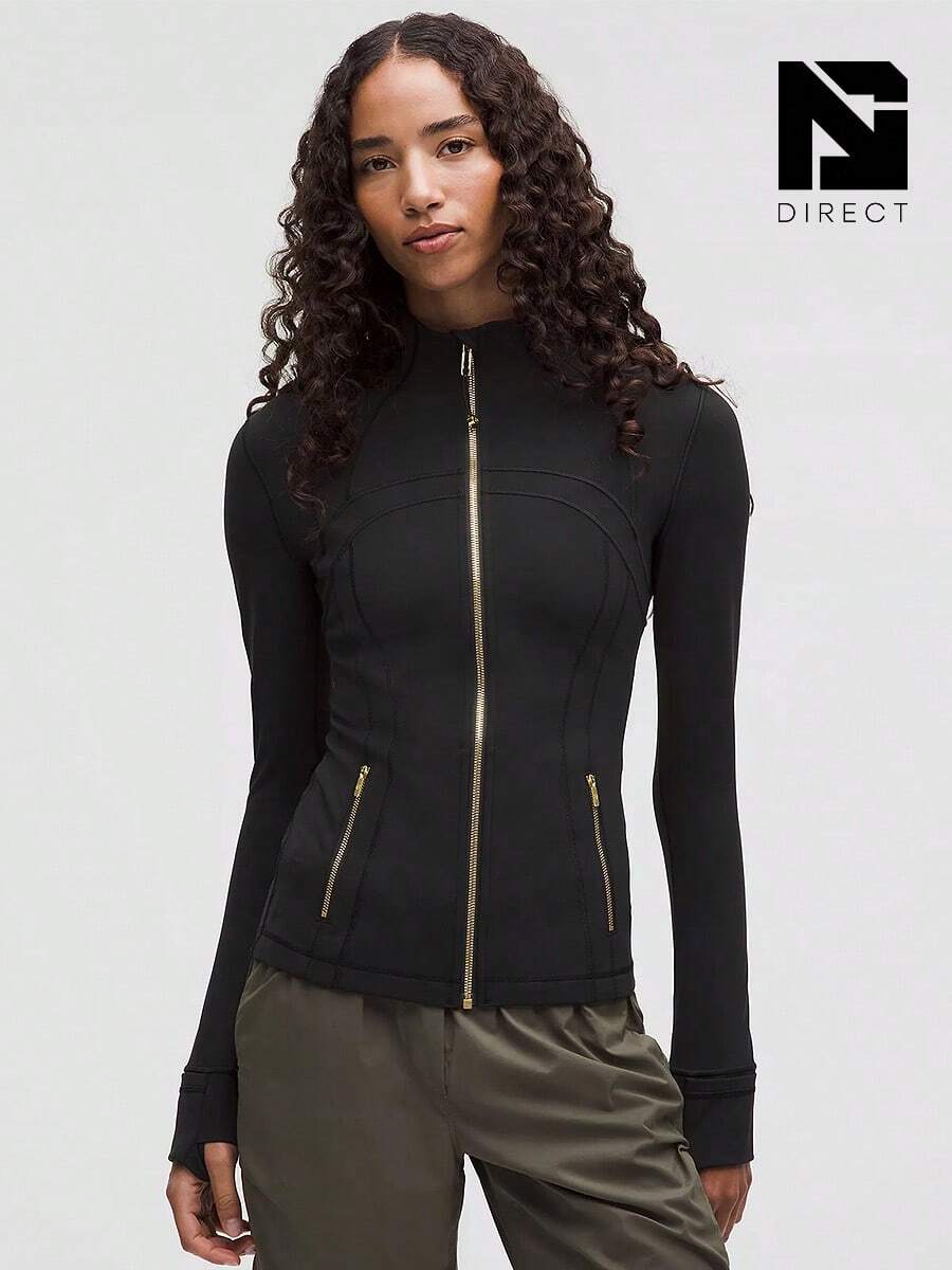 Lululemon Define Jacket Nulu Women's Lightweight, Full Zip Running Track Jacket-For Yoga Gym Running-Sweat-Wicking-Yoga-All Seasons Sport-Spring/Summer-Autumn/Winter-Mother's Day Gifts-Father's Day Gift - Đen/Vàng/Vàng - Xem 1