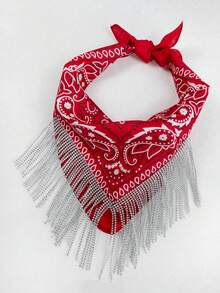 1件装女士仿钻流苏围巾，腰果花派对及婚礼水钻流苏头巾，适合日常佩戴 - 彩色 - 查看 3