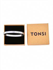 TONSI 1 件不锈钢 18K 镀金袖口手链，心形元素镶嵌方晶锆石，女士珠宝礼盒，适合生日、节日 - 手鐲禮盒裝 - 查看 14