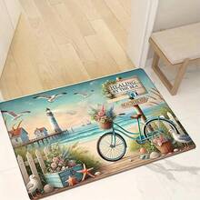 1 件现代木纹门垫，枫叶图案，防滑水晶天鹅绒入口垫，防尘户外地毯