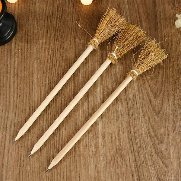 10 pezzi Decorazioni di Ognissanti, matite a forma di scopa da strega, penne per scrivere e dipingere, regali e premi per feste di Ognissanti