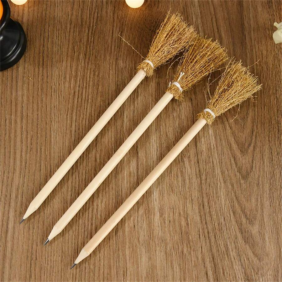 10 pezzi Decorazioni di Ognissanti, matite a forma di scopa da strega, penne per scrivere e dipingere, regali e premi per feste di Ognissanti - Multicolore - Visualizzare 1