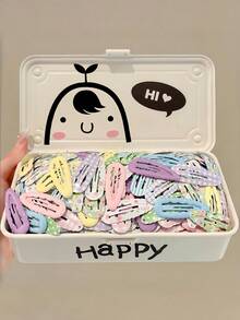 60件/套彩色马卡龙印花发饰套装，可爱百搭，适合女孩和女士，可用于刘海、辫子、马尾辫等。色彩鲜艳，设计可爱，发夹齐全，让您每天都拥有好发型。包含发爪夹、发卡、发夹、发卡、发饰等。 - 彩色 - 查看 1