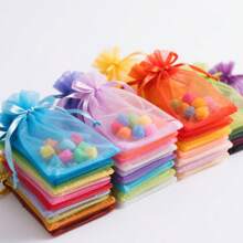 50/100个白色欧根纱礼品袋、餐具糖果袋、婚礼必需品礼品袋、万圣节和圣诞节家居用品包装袋