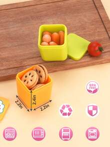 2pcs Silicone Salad Sauce Containers, Square Snack Dip Cup With Lid, Reusable Condiment Containers Dishwasher/Microwave/Fridge, Lunch Box Food Containers 3.5oz/7oz - Multicolor - View 2